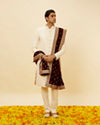 Manyavar Men Deep Maroon Paisley Embroidered Dupatta