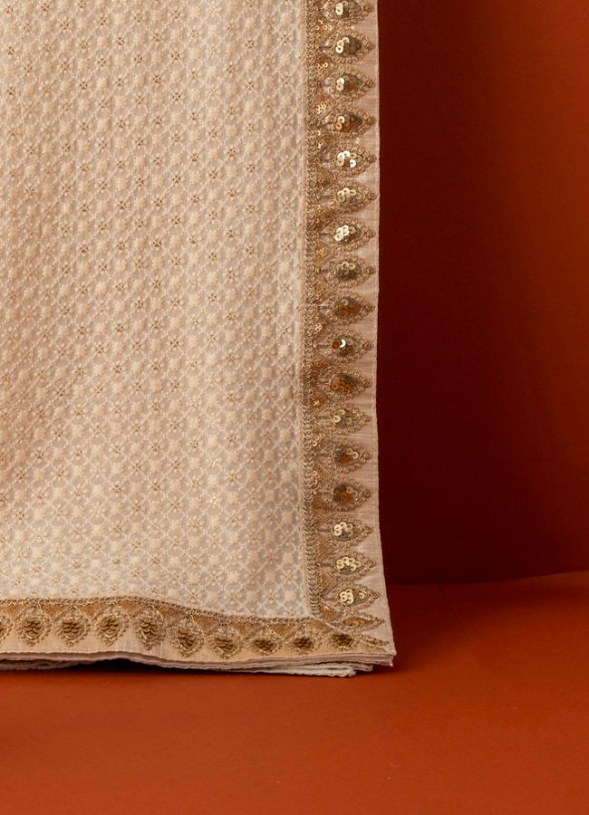 Manyavar Men Ivory White Jaal Patterned Dupatta
