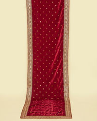 Manyavar Men Maroon Filigree Embellished Dupatta