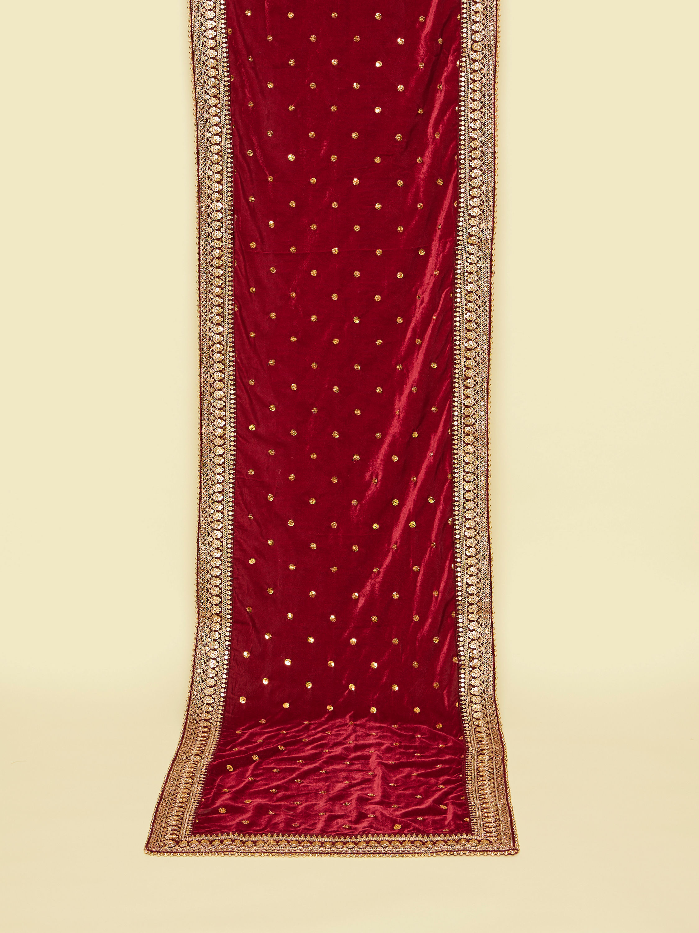 Manyavar Men Maroon Filigree Embellished Dupatta