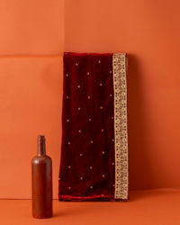 Manyavar Men Maroon Filigree Embellished Dupatta