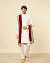 Manyavar Men Maroon Filigree Embellished Dupatta
