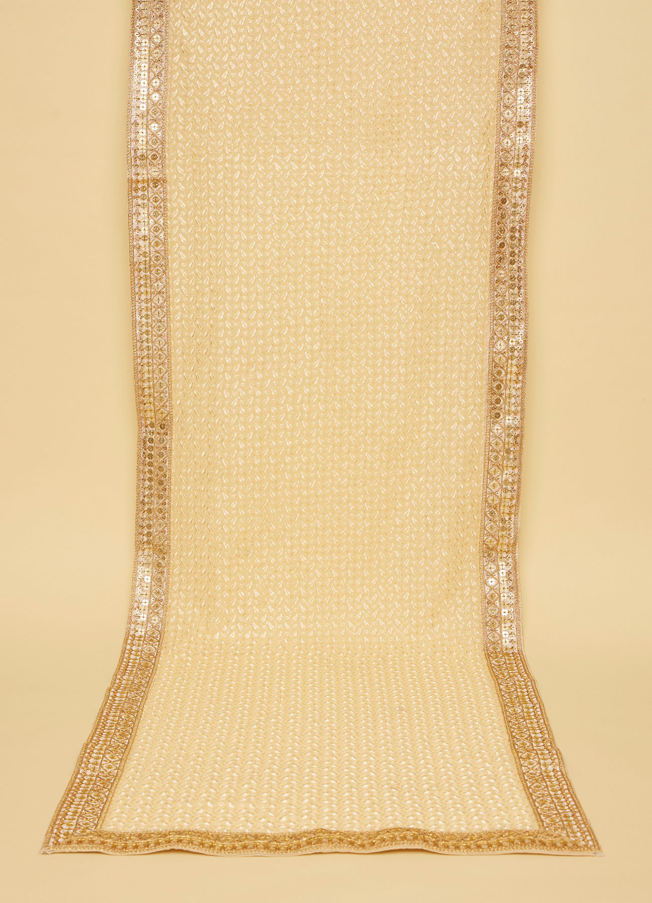 Manyavar Men Biscuit Beige Self Embroidered Stole