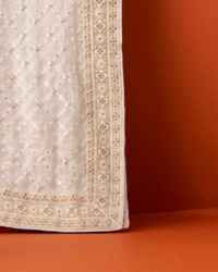 Manyavar Men Pristine White Paan Leaf Motif Stole