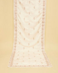 Manyavar Men Pristine White Paan Leaf Motif Stole