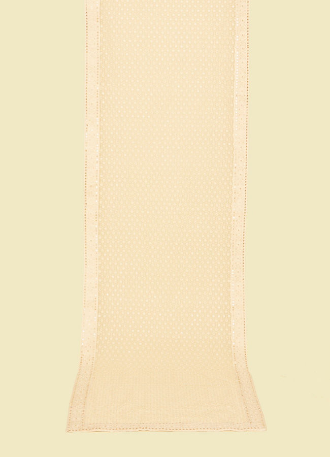 Manyavar Men Cream Self Patterned Sequined Dupatta