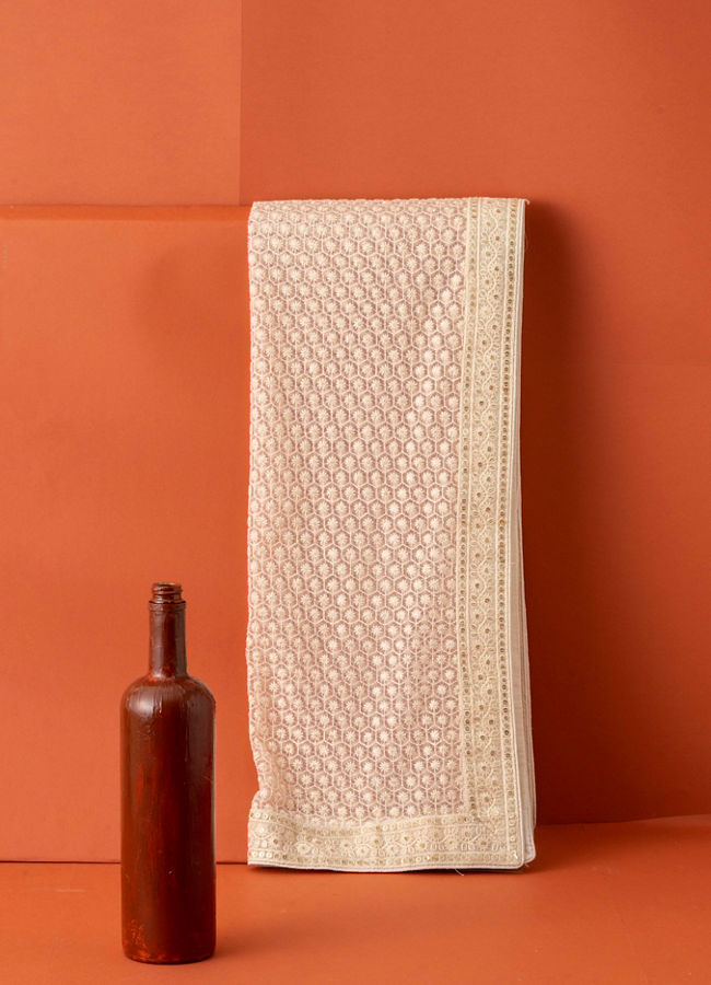 Manyavar Men Pink Self Embroidered Stole