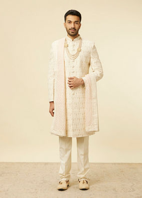 Manyavar Men Pink Self Embroidered Stole image number 2