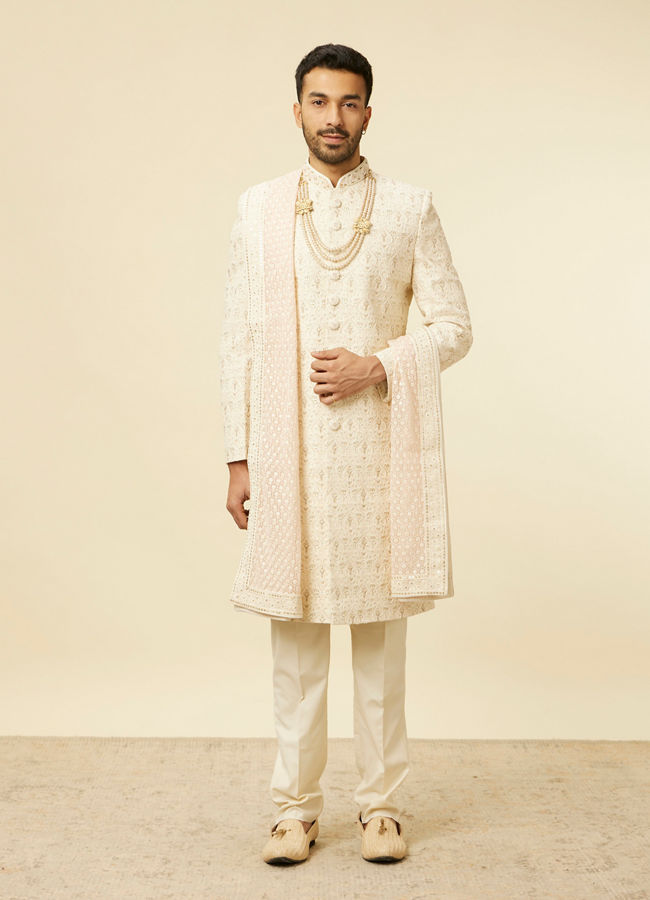Manyavar Men Pink Self Embroidered Stole