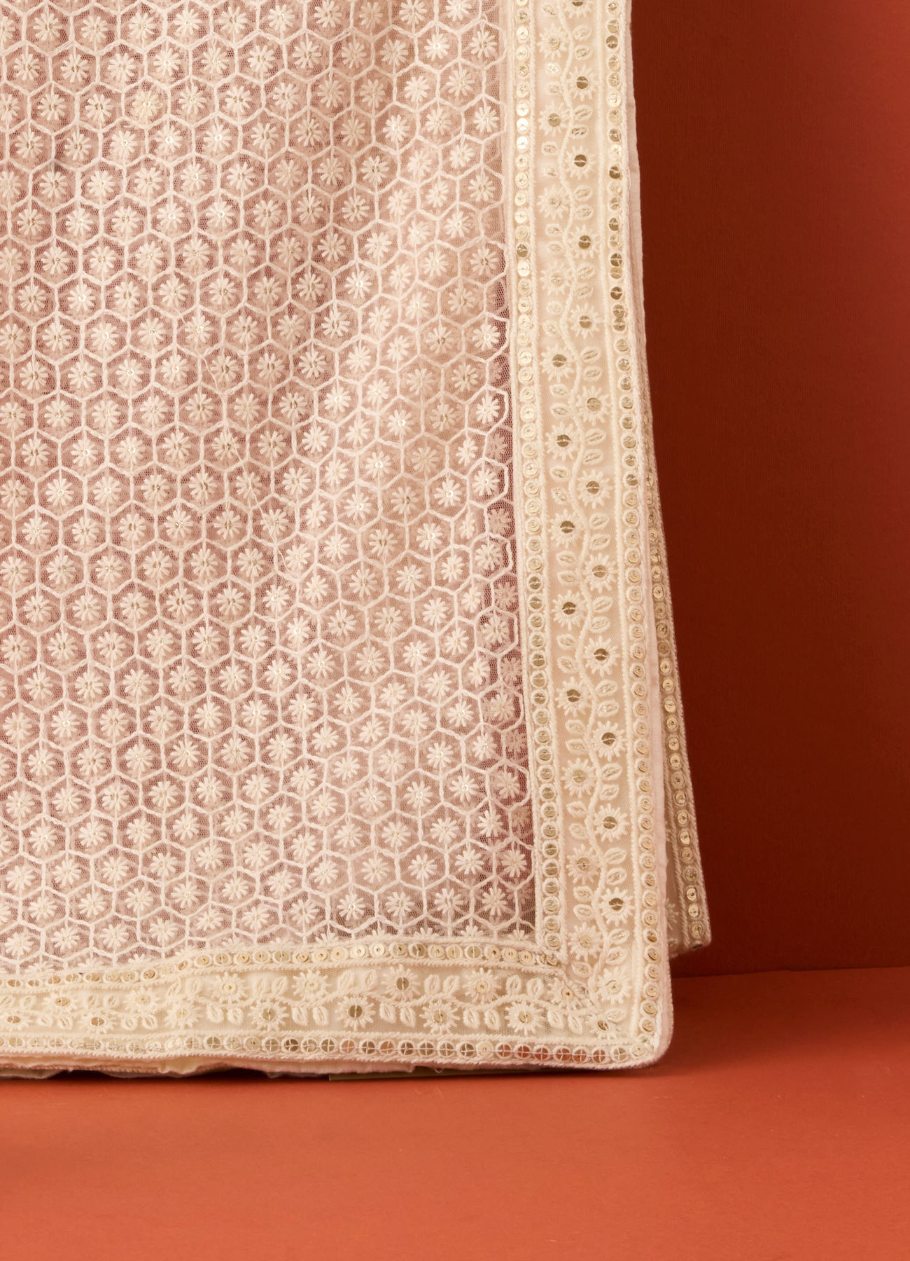 Manyavar Men Pink Net Dupatta