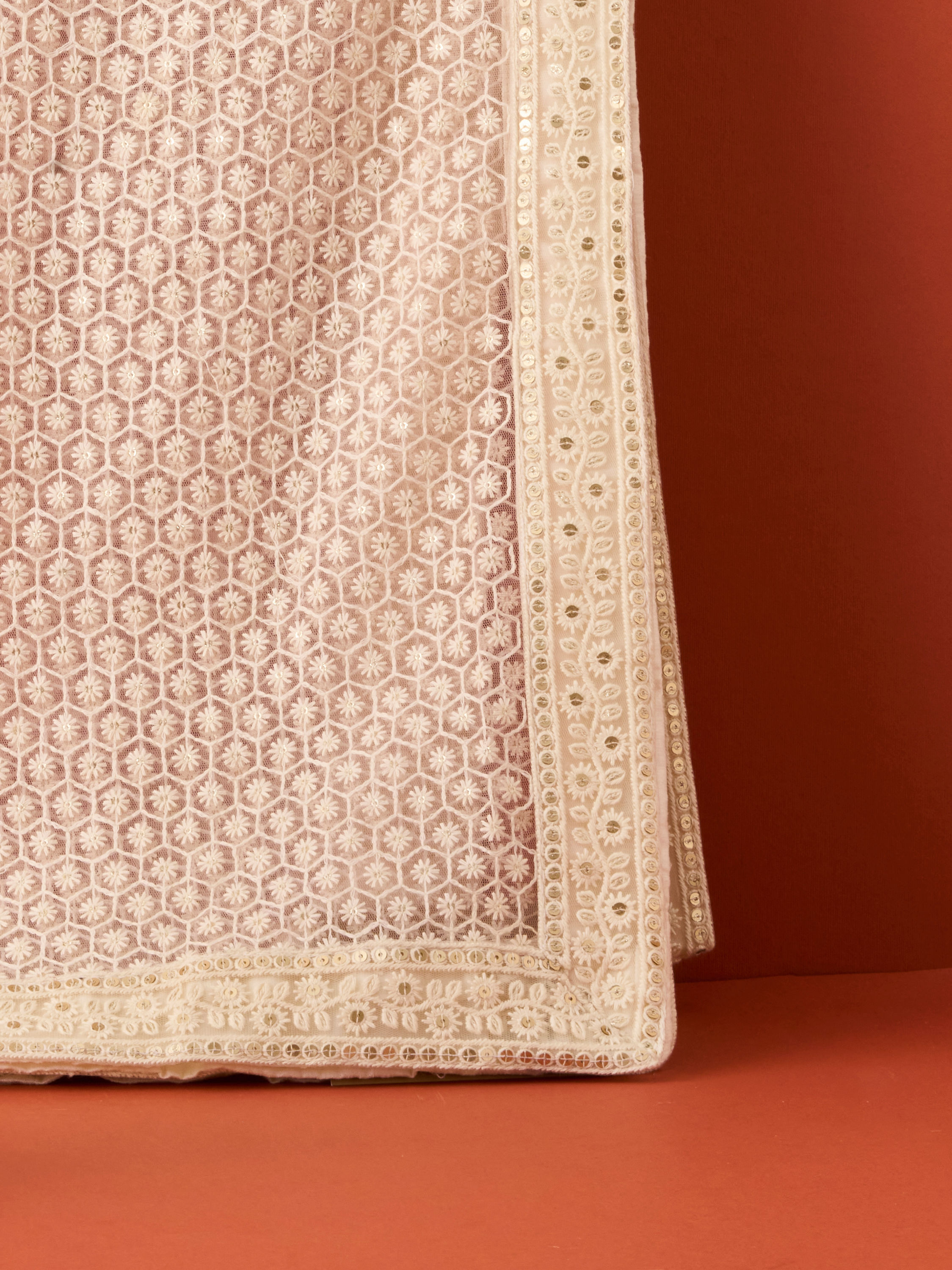 Manyavar Men Pink Net Dupatta