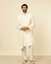 alt message - Manyavar Men Cream Self Patterned Sequined Dupatta image number 2