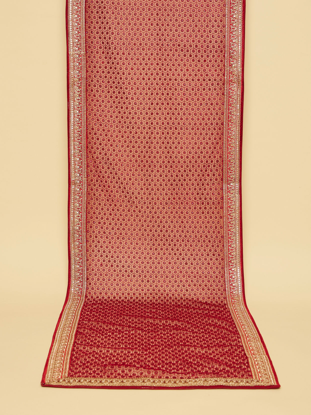 Manyavar Men Wine Red Floral String Patterned Stole