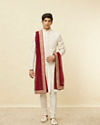 Manyavar Men Wine Red Floral String Patterned Stole