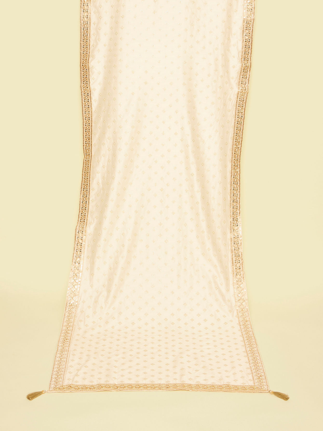 Manyavar Men Cream Flower Patterned Sequined Dupatta