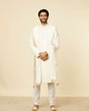 Manyavar Men Cream Flower Patterned Sequined Dupatta