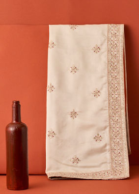 Manyavar Men Beige Satin Celebration Dupatta