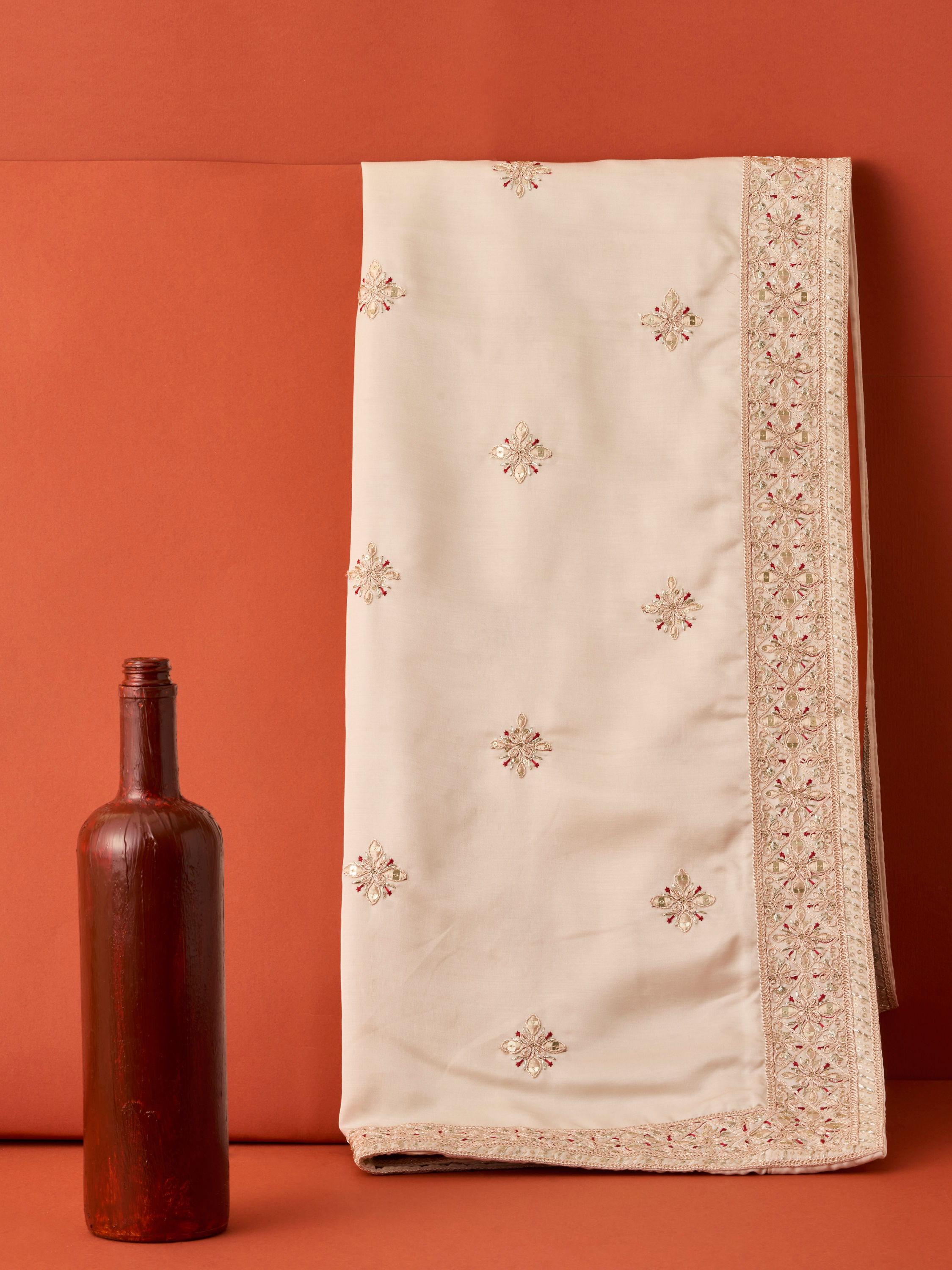 Manyavar Men Beige Satin Celebration Dupatta