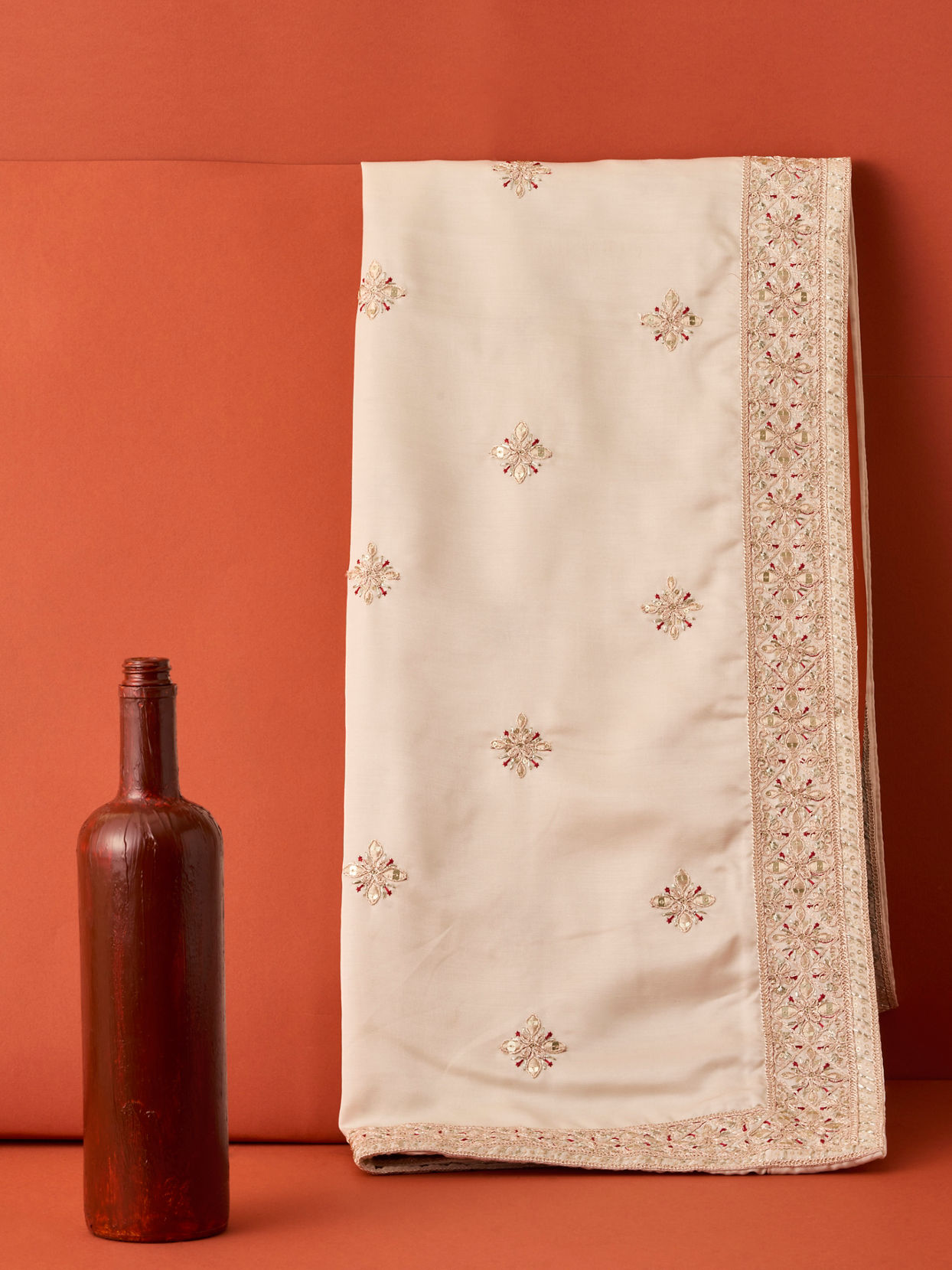Manyavar Men Beige Satin Celebration Dupatta