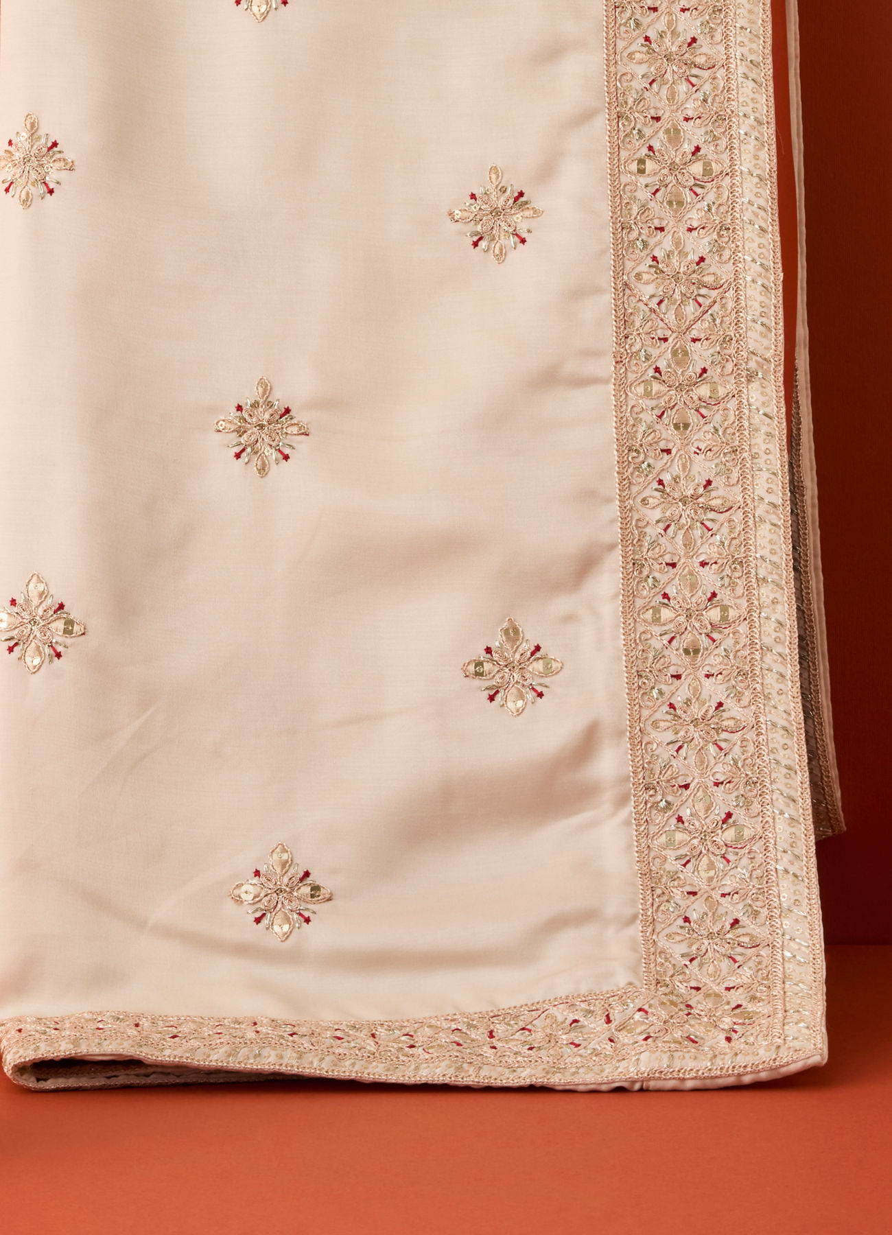 Manyavar Men Beige Satin Celebration Dupatta