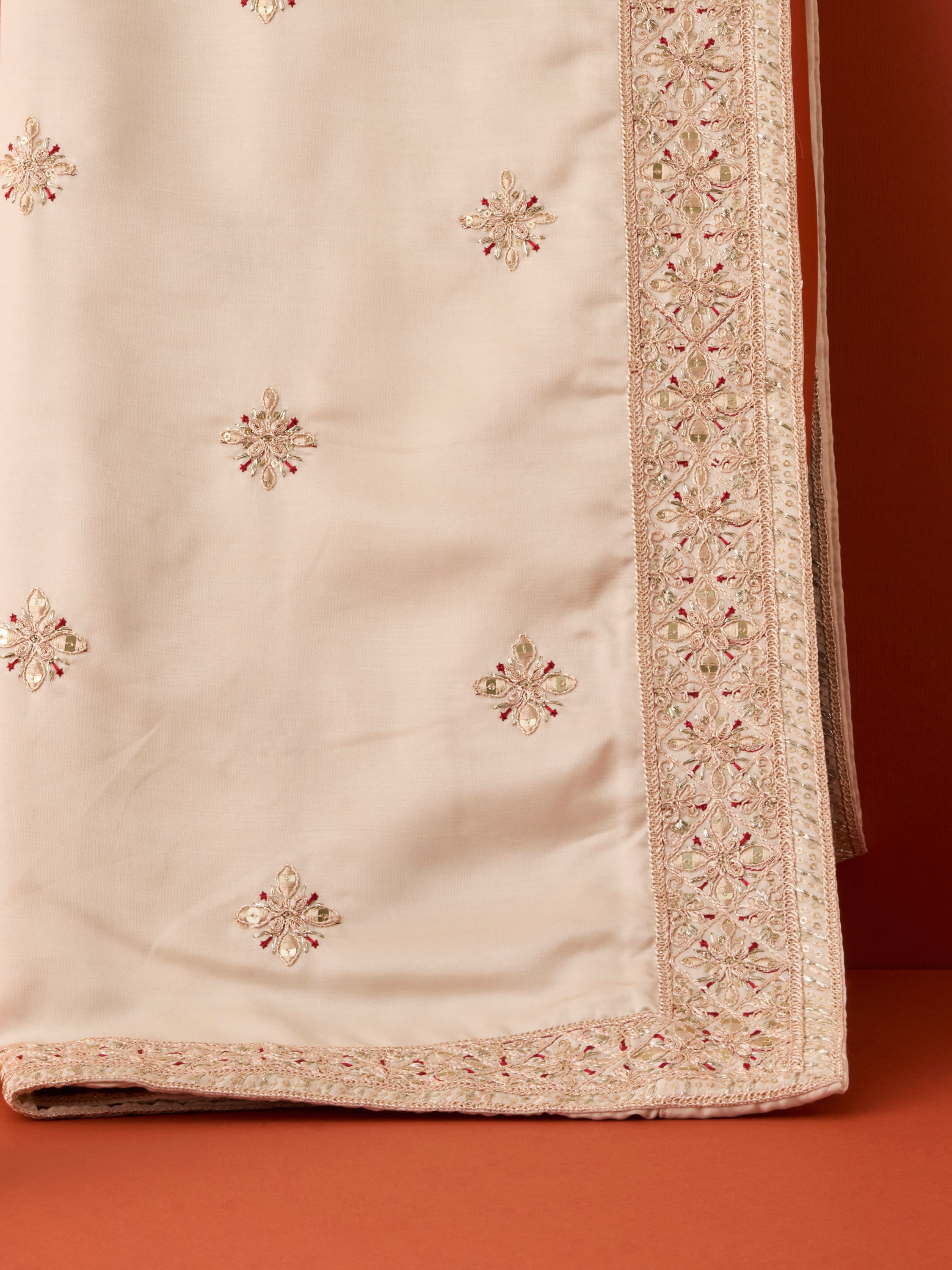 Manyavar Men Beige Satin Celebration Dupatta