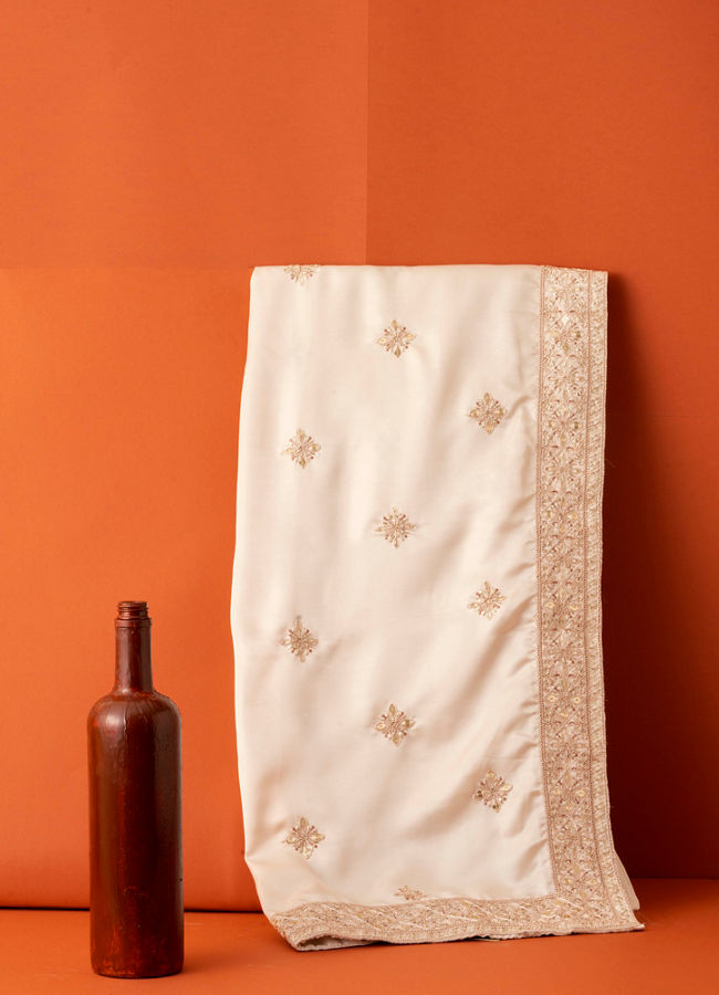 Manyavar Men Beige Sequin Satin Dupatta