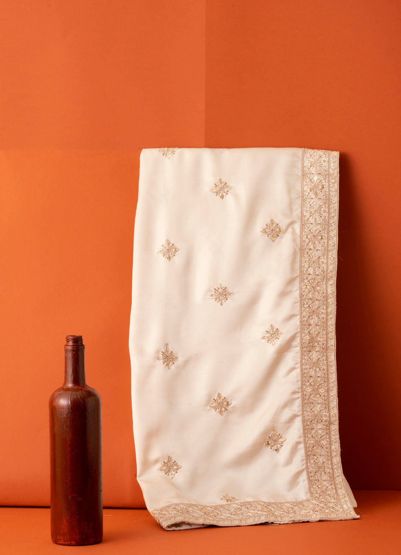 Manyavar Men Beige Sequin Satin Dupatta