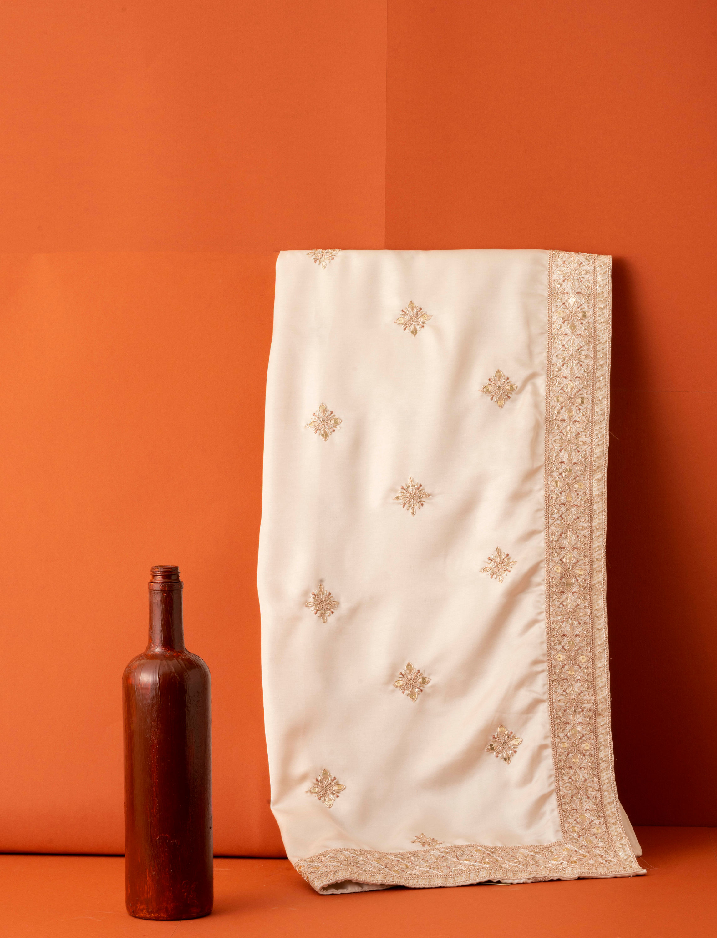 Manyavar Men Beige Sequin Satin Dupatta