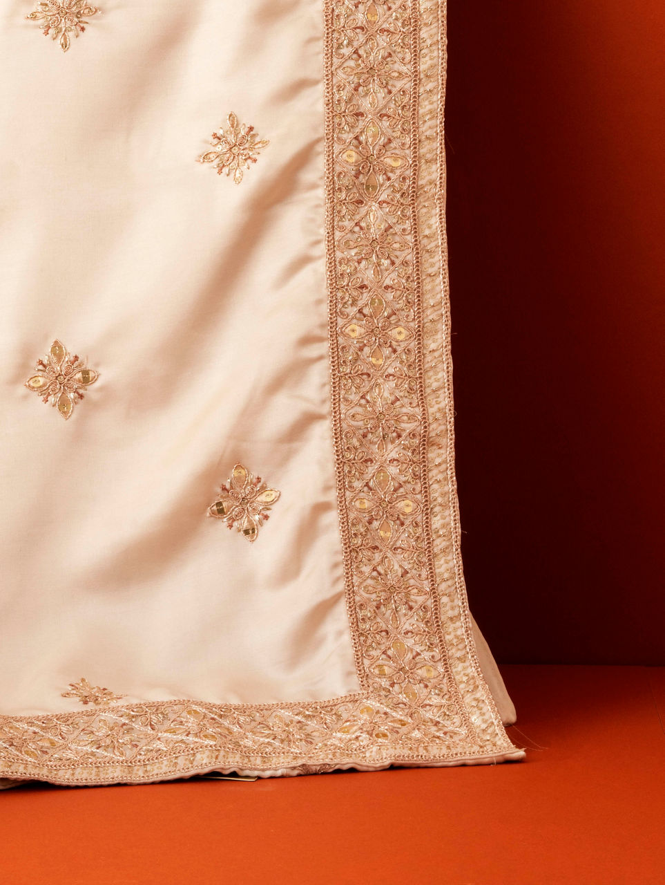 Manyavar Men Beige Sequin Satin Dupatta