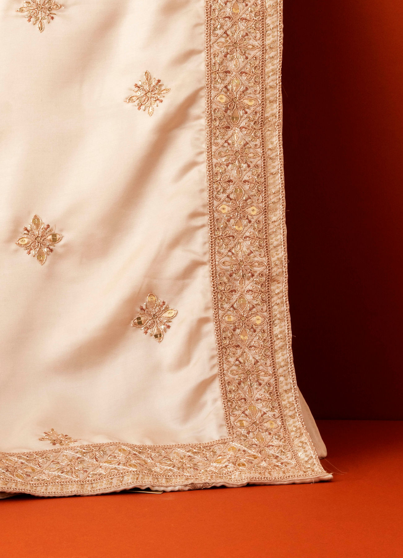 Manyavar Men Beige Sequin Satin Dupatta
