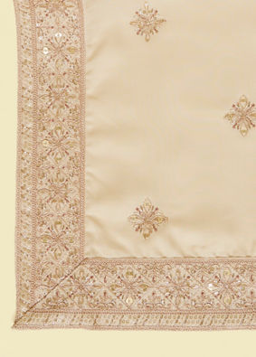 Manyavar Men Beige Sequin Satin Dupatta image number 1