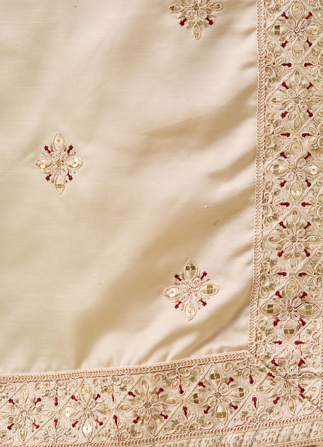 Manyavar Men Champagne Satin Dupatta with Embroidery