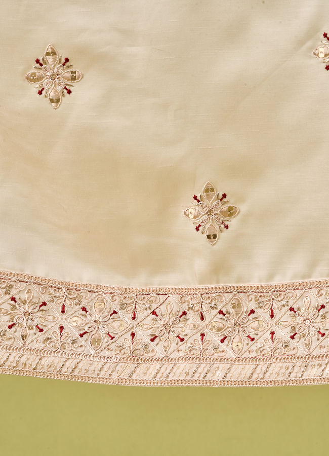 Manyavar Men Champagne Satin Dupatta with Embroidery