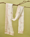 Manyavar Men Warm White Satin Dupatta with Embroidery