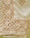 Manyavar Men Warm White Satin Dupatta with Embroidery