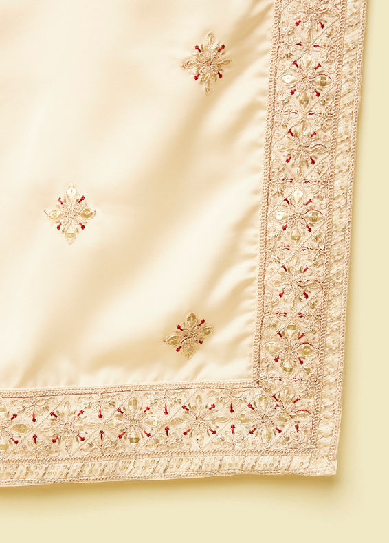 Manyavar Men Beige Satin Celebration Dupatta