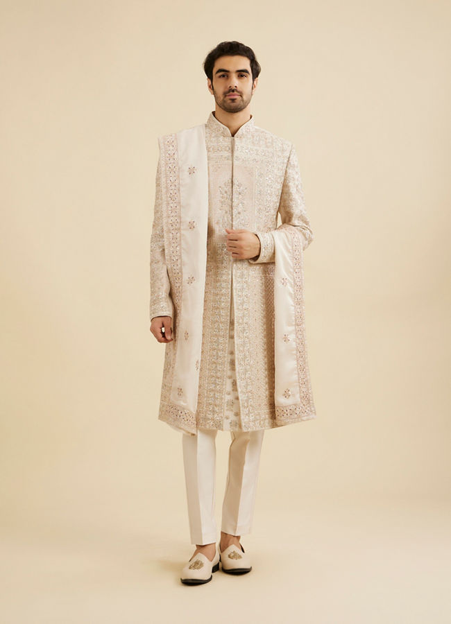 Manyavar Men Beige Satin Celebration Dupatta