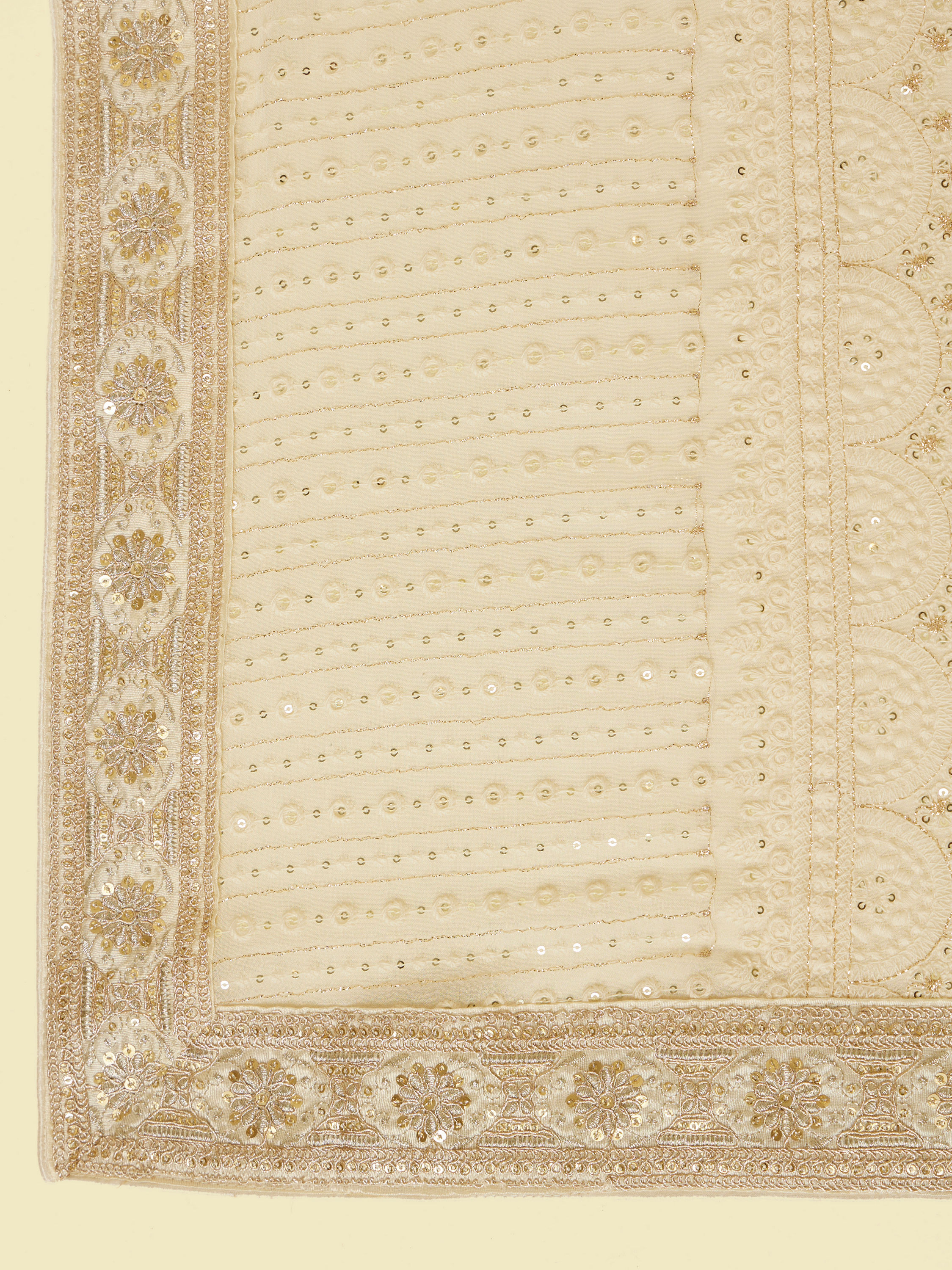 Manyavar Men Cream Chikankari Sequin Georgette Dupatta