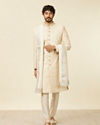 Manyavar Men Cream Chikankari Sequin Georgette Dupatta