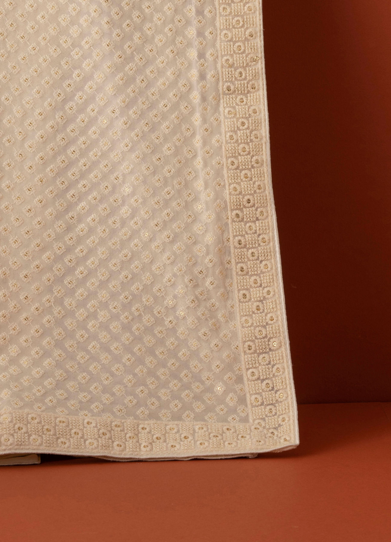 Manyavar Men Elegant Georgette Dupatta with Chikankari Work