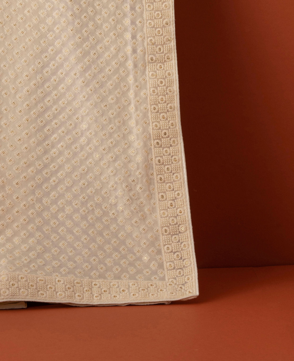 Manyavar Men Elegant Georgette Dupatta with Chikankari Work
