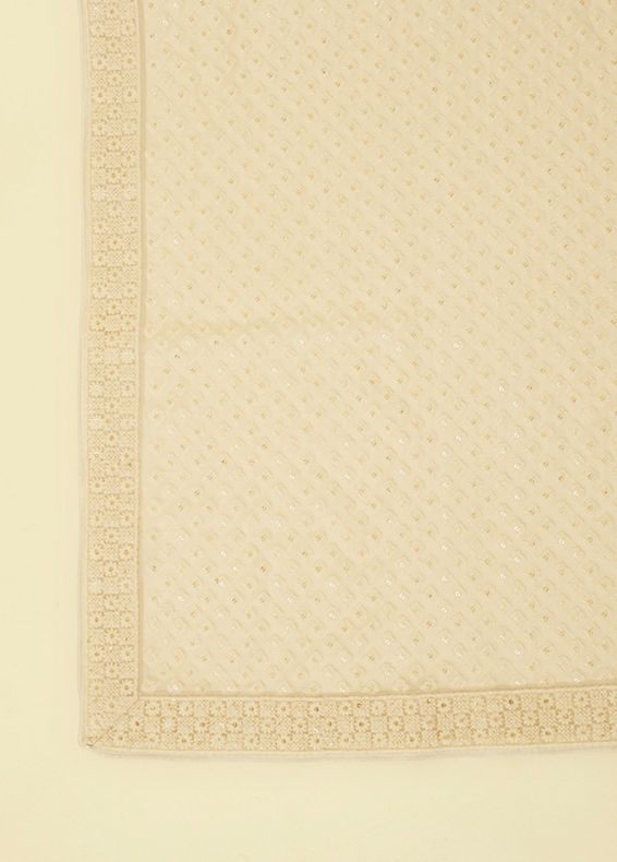 Manyavar Men Elegant Georgette Dupatta with Chikankari Work