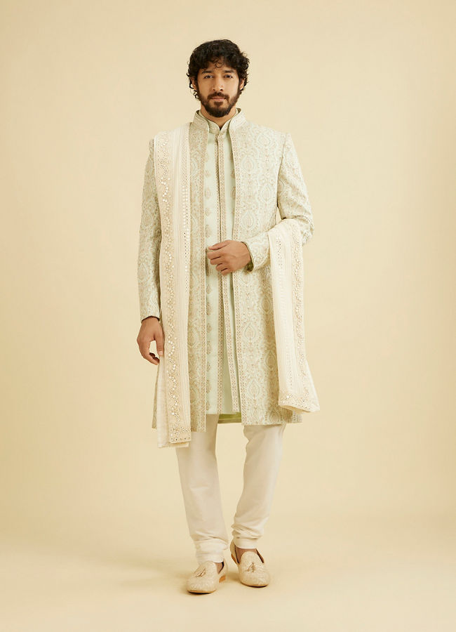 Manyavar Men Exquisite Cream Dupatta image number 2