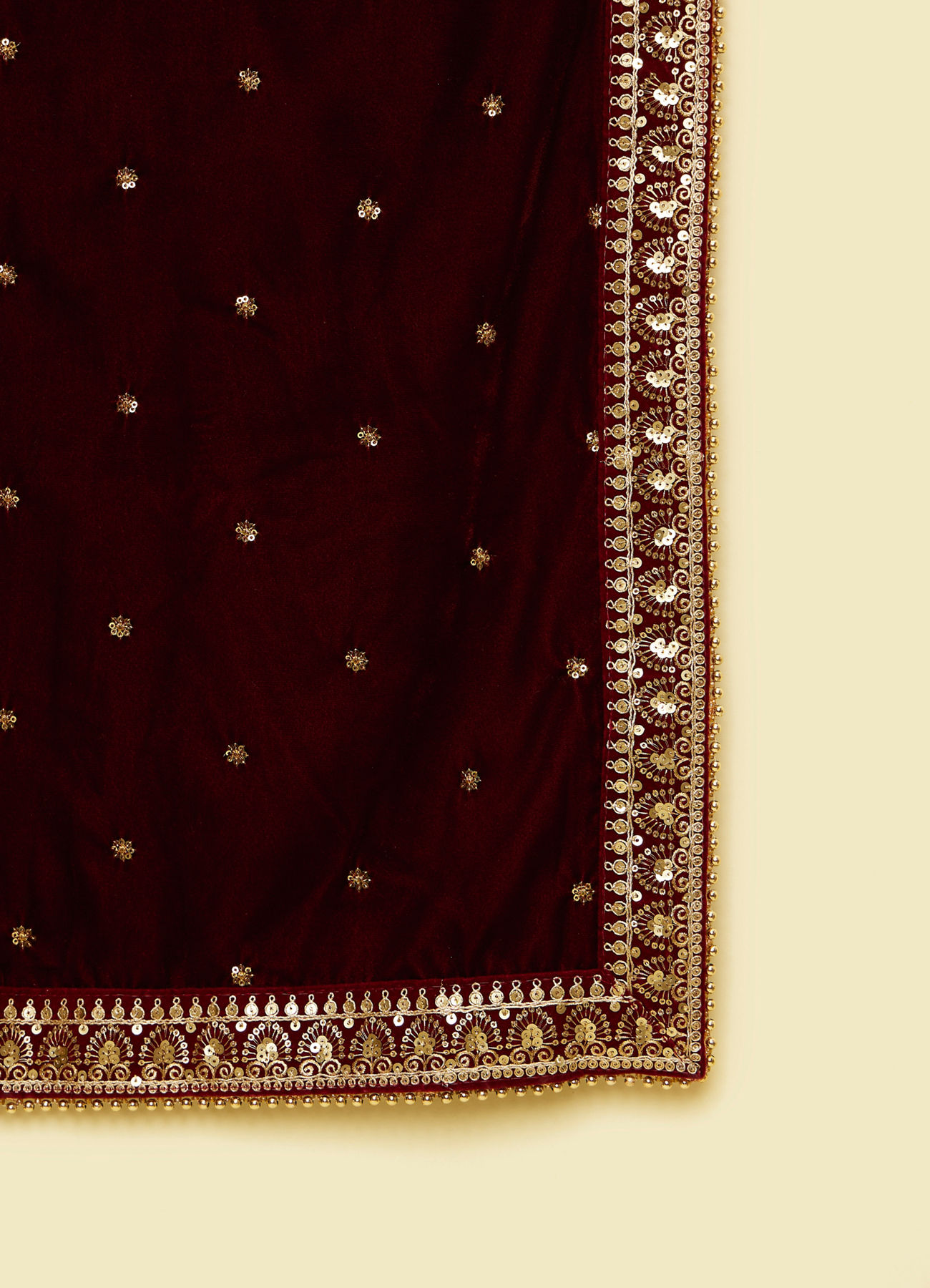 Manyavar Men Regal Maroon Velvet Dupatta