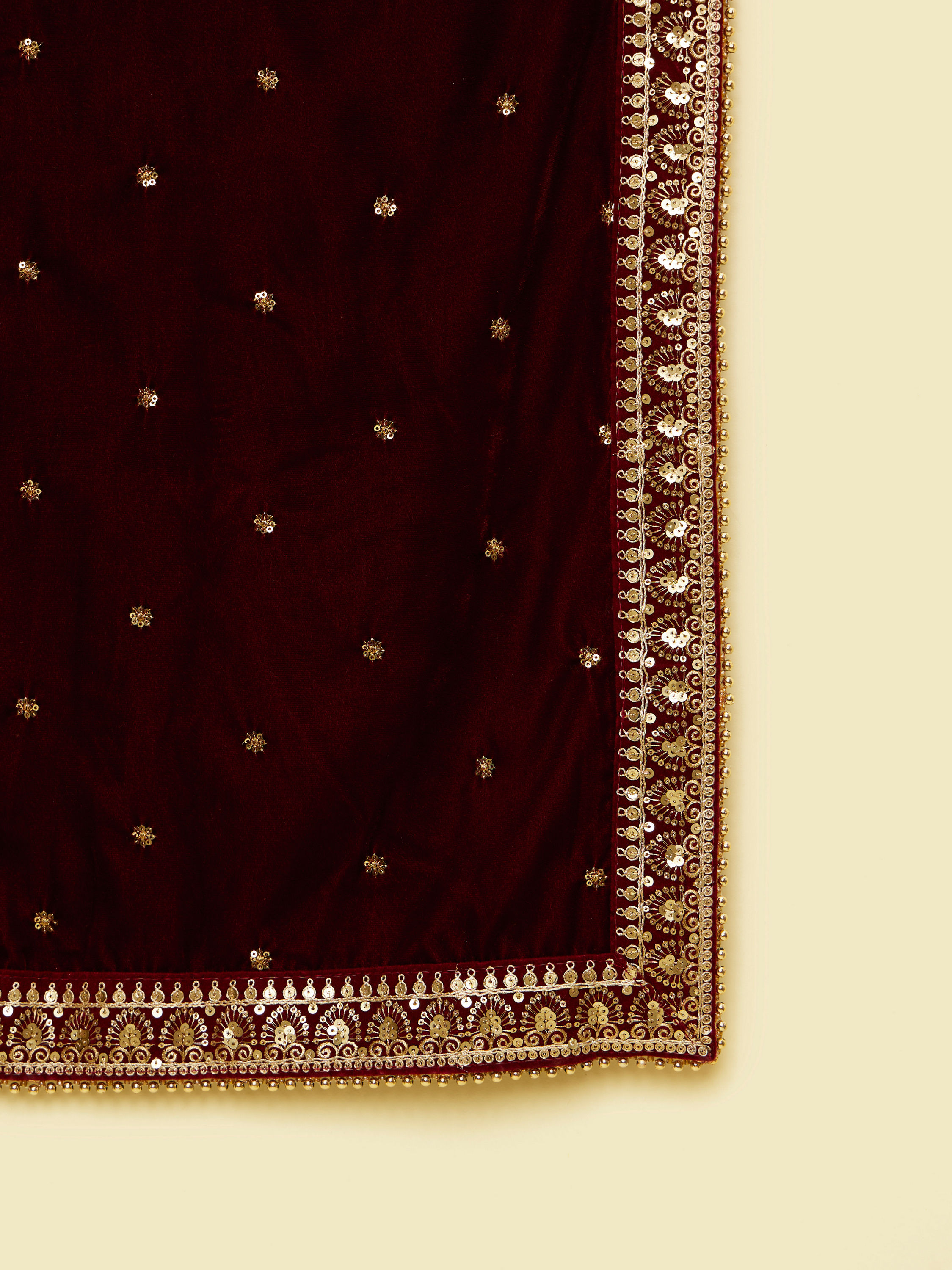 Manyavar Men Regal Maroon Velvet Dupatta