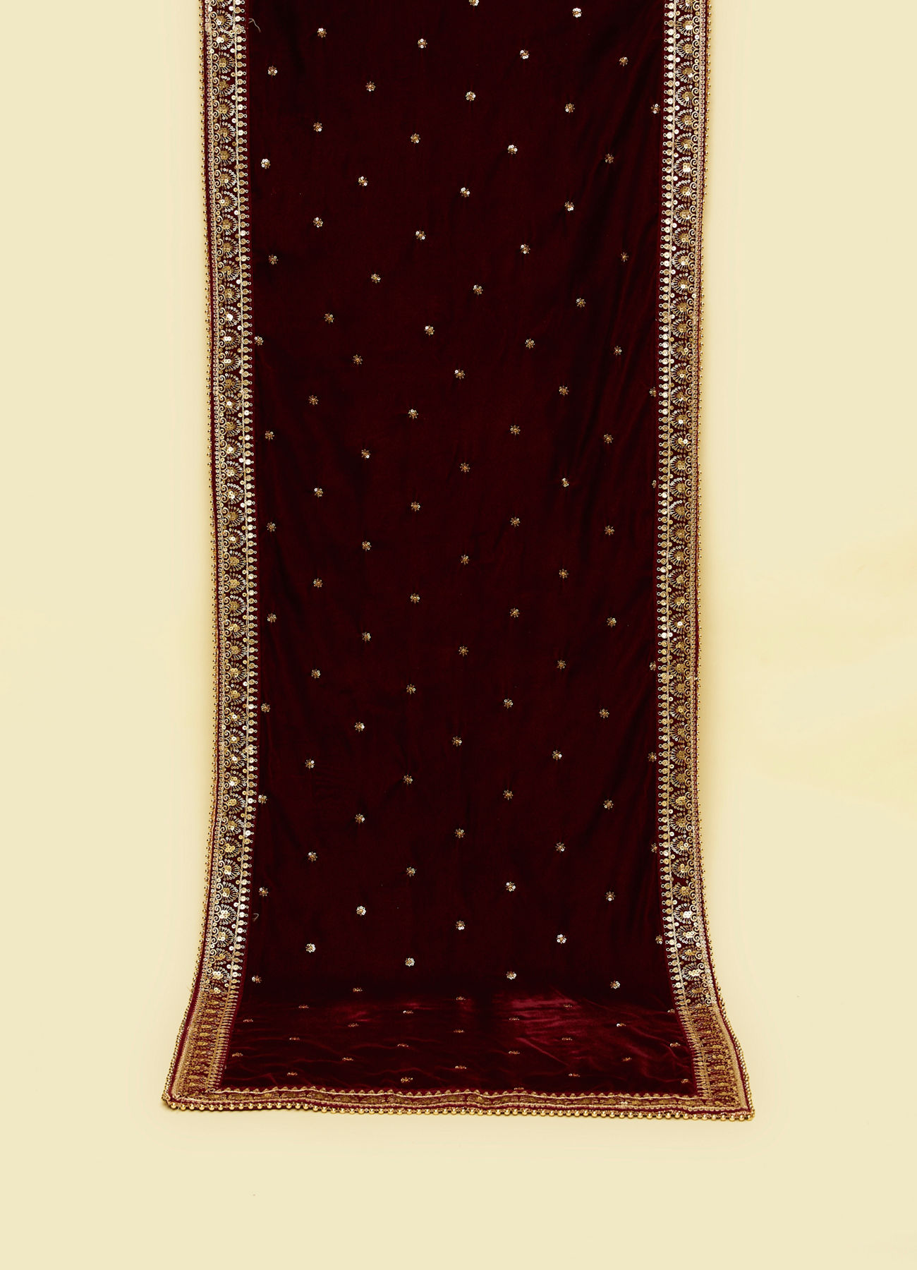 Manyavar Men Regal Maroon Velvet Dupatta