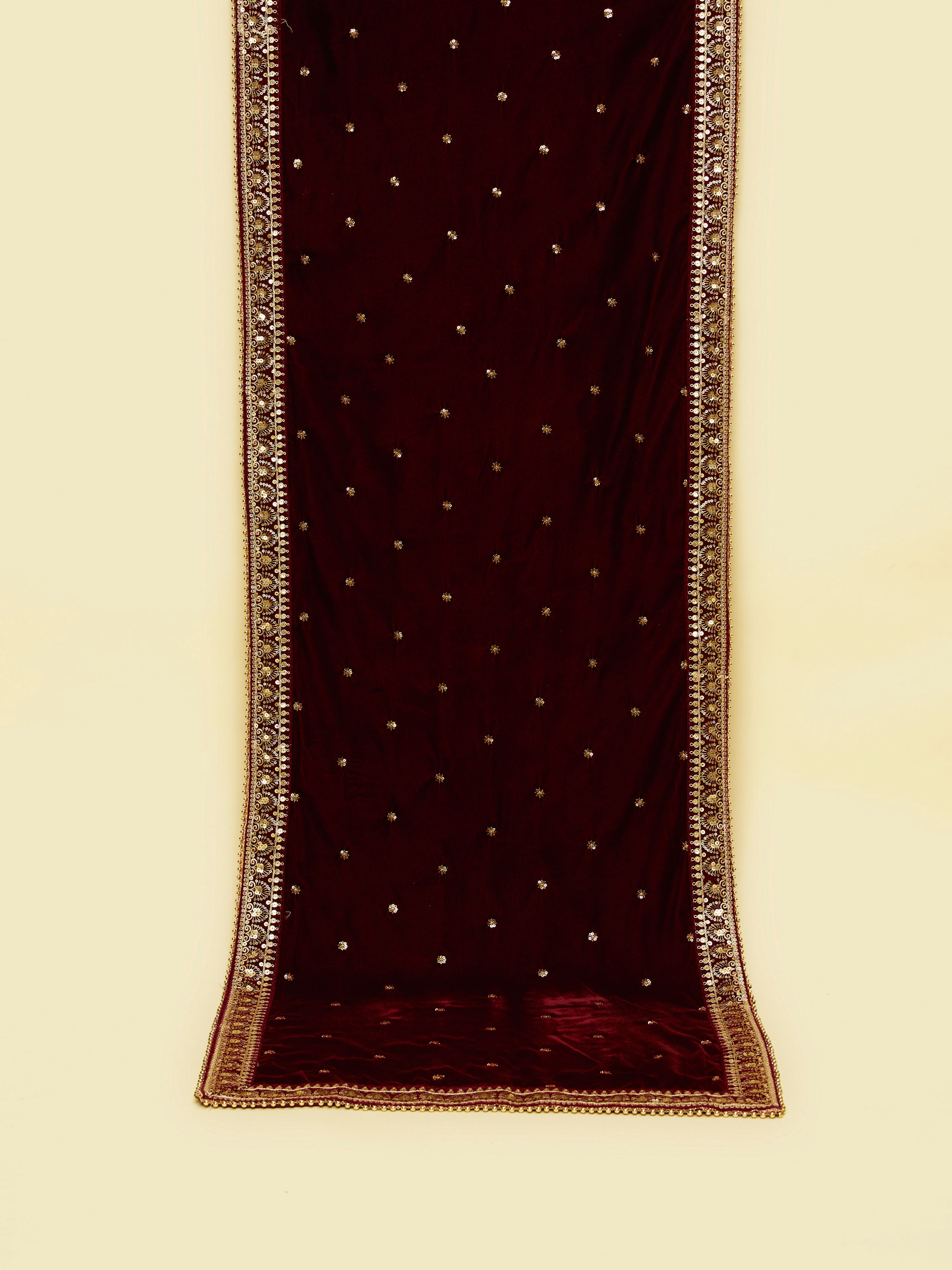 Manyavar Men Regal Maroon Velvet Dupatta