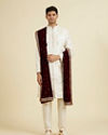 Manyavar Men Regal Maroon Velvet Dupatta