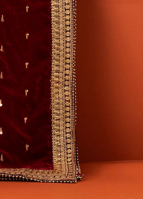 Manyavar Men Royal Red Velvet Dupatta