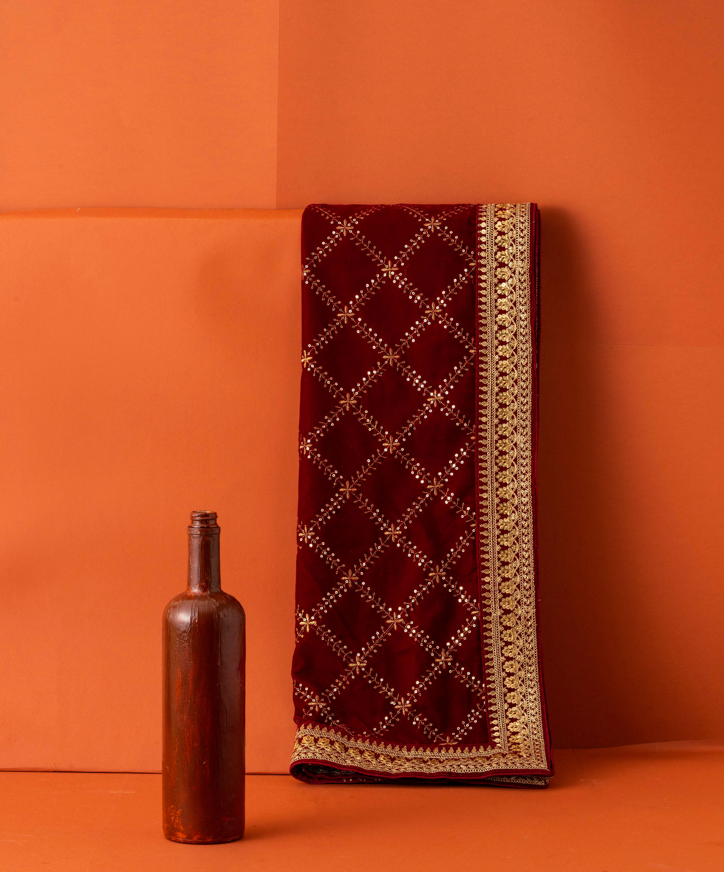 Manyavar Men Velvet Red Dappled Dupatta